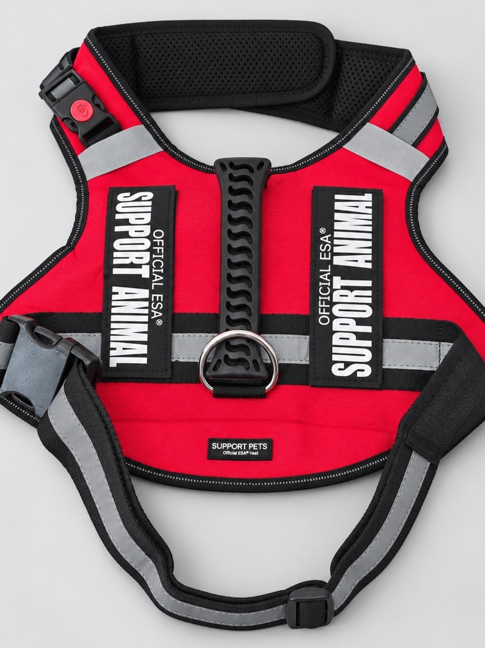 Support Pets XL Red Reflective Dog Vest Harness with Interchangeable Patches